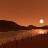 Εικονογραφημένη, φανταστική επιφάνεια του εξωπλανήτη  Kepler-186f